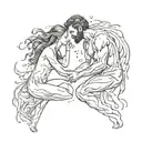 Man and woman merging together like a god  tattoo design idea