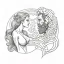 Man and woman merging together like a god  tattoo design idea