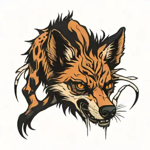 wendigo wolf but painted wild African dog  tattoo design idea