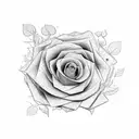 Brown block skyscraper in 3D shape falling rose flowers from the the sky passing 3 green plane on leafy background tattoo design idea