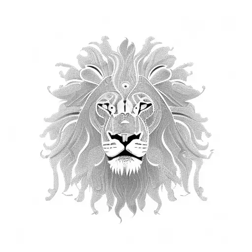 An intricate circuit board design forming the shape of a lion's head, representing the strength and intelligence of a software developer tattoo design idea