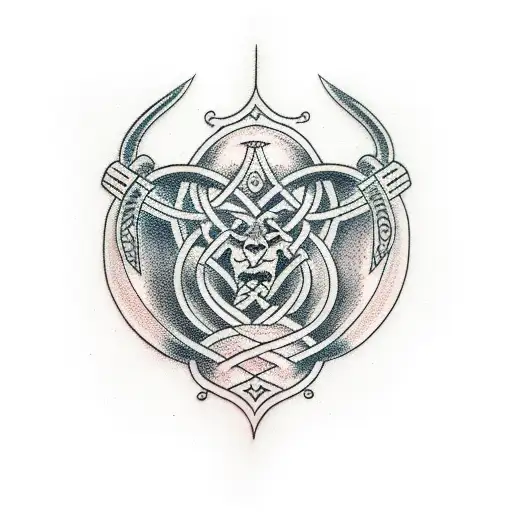 tree of life turns into Viking axe tattoo design idea