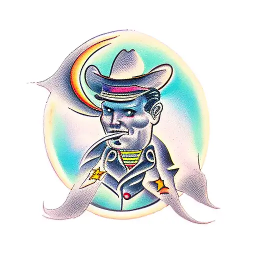 a Time travelling cowboy  tattoo design idea