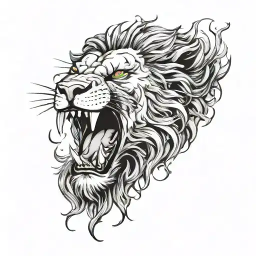 lion biting of satan's head  tattoo design idea
