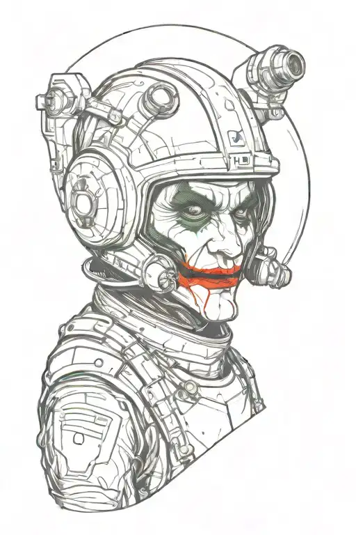 joker astronaut helmet tattoo design idea