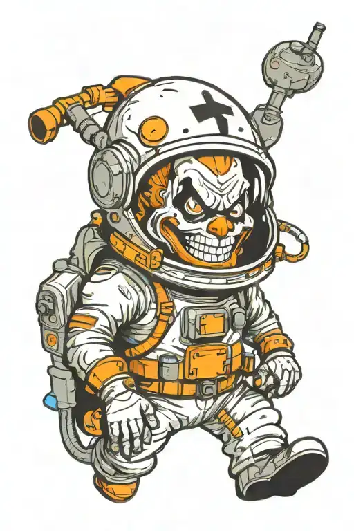 killer joker astronaut helmet tattoo design idea