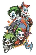 joker Harley Quinn space elements tattoo design idea