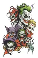 joker Harley Quinn space elements tattoo design idea