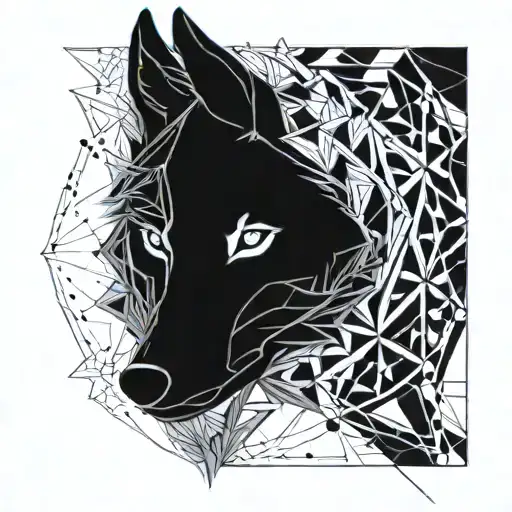 girly wolf tattoo design idea
