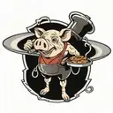 Metallic pig grilling Texas BBQ tattoo design idea