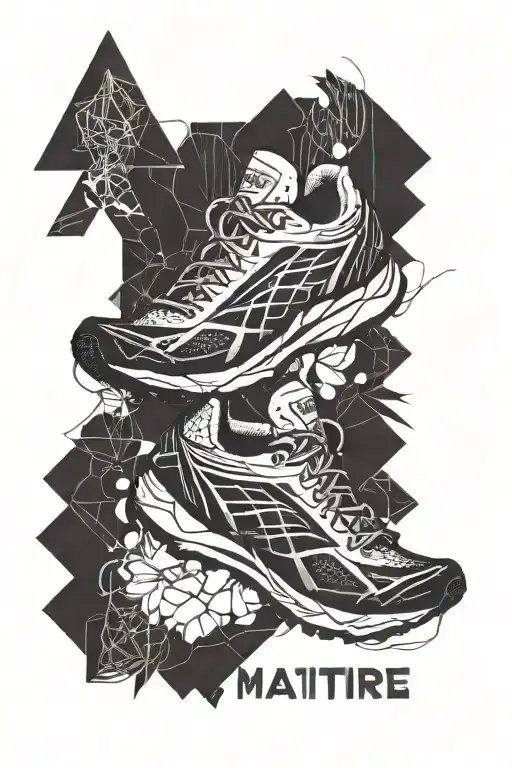 trail running shoe with daughters name Matilde and Beatriz tattoo design idea
