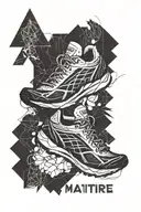 trail running shoe with daughters name Matilde and Beatriz tattoo design idea