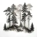 foggy forest tattoo design idea