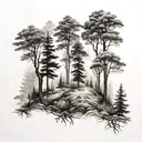 foggy forest tattoo design idea