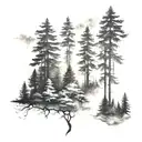 foggy forest tattoo design idea