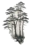 foggy forest tattoo design idea