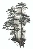 foggy forest tattoo design idea