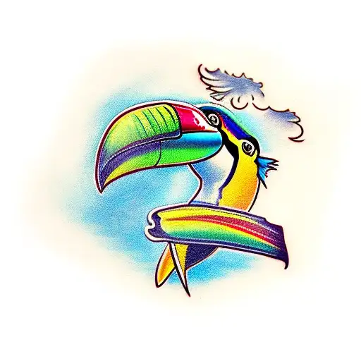 An old school toucan colorful tattoo design idea