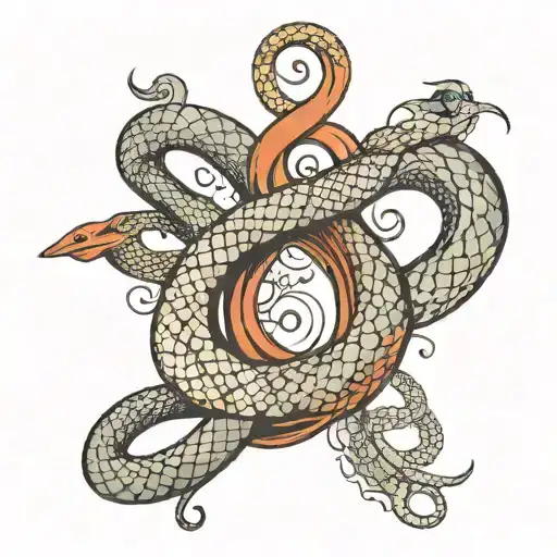 ARIANE written in snake wrapped tattoo design idea