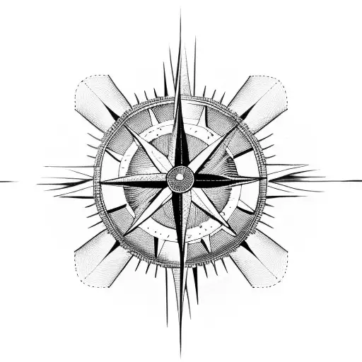 compass mountain cross sun ray  tattoo design idea