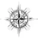 compass mountain cross sun ray  tattoo design idea