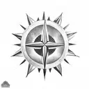compass mountain cross sun ray  tattoo design idea