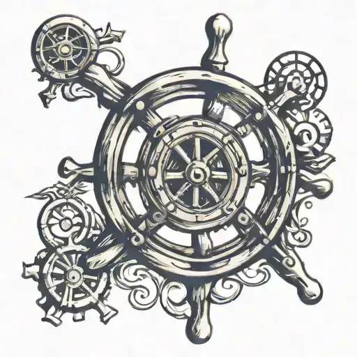 Ship wheel tattoo design featuringp tattoo design idea