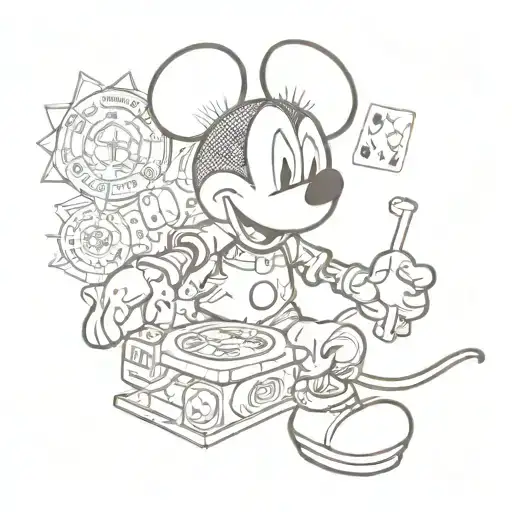 Mickey Mouse gambling money drugs tattoo design idea
