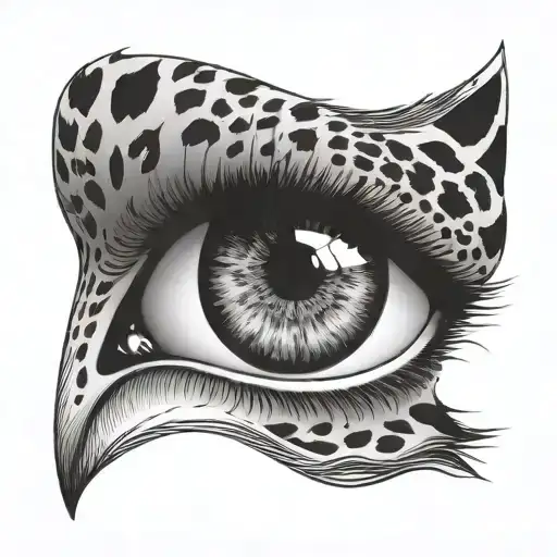 An eye with a cheetah pattern as the iris, symbolizing the client's love for both animals tattoo design idea