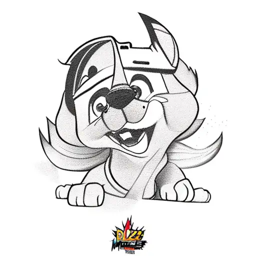 A new-school tattoo design with a twist: a mashup of Blaze from Blaze and the Monster Machines and one of the Paw Patrol pups, showing them teaming up for an exciting rescue mission. tattoo design idea