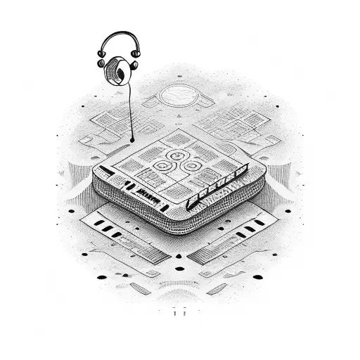 A dotwork illustration of a music sheet with the lyrics 'You're On Your Own, Kid' tattoo design idea