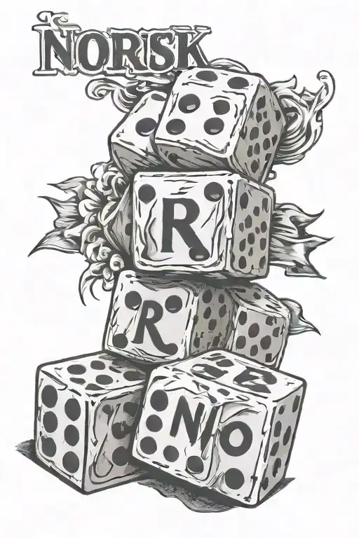 no risk no reward with dice under neath that say risk-ch tattoo design idea