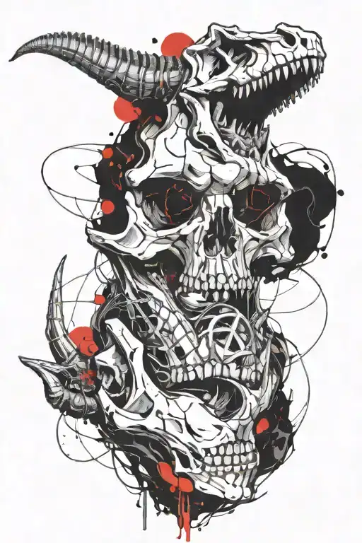 dinosaur skull, cave art, cave art hands, trilobites, ammonites tattoo design idea