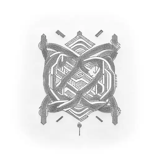 Design a minimalist tattoo featuring the Chinese Love Character intertwined with engineering symbols tattoo design idea