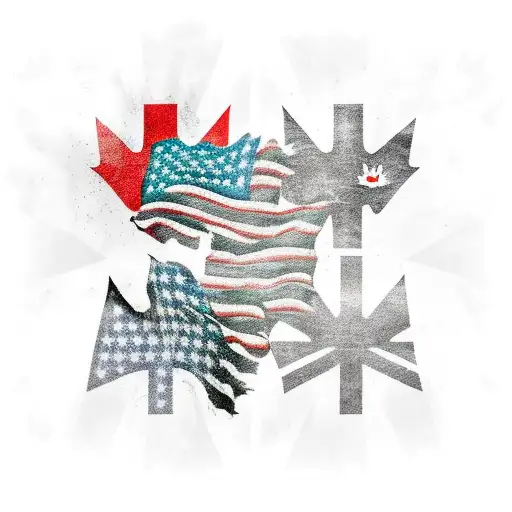 equal parts of Canadian and American flags tattoo design idea