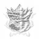 equal parts of Canadian and American flags tattoo design idea