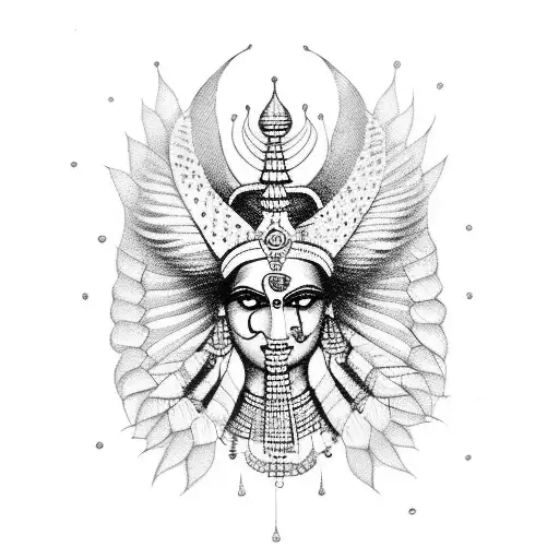 indian mythology figure which represents courage, will power tattoo design idea