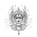 indian mythology figure which represents courage, will power tattoo design idea