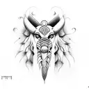 indian mythology figure which represents courage, will power tattoo design idea