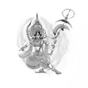 indian mythology figure which represents courage, will power tattoo design idea