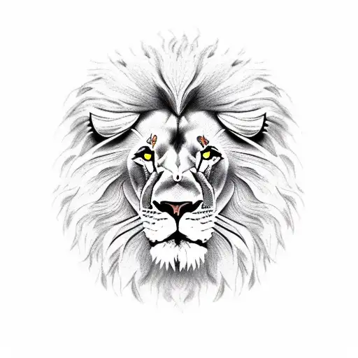 Lion with scar tattoo design idea