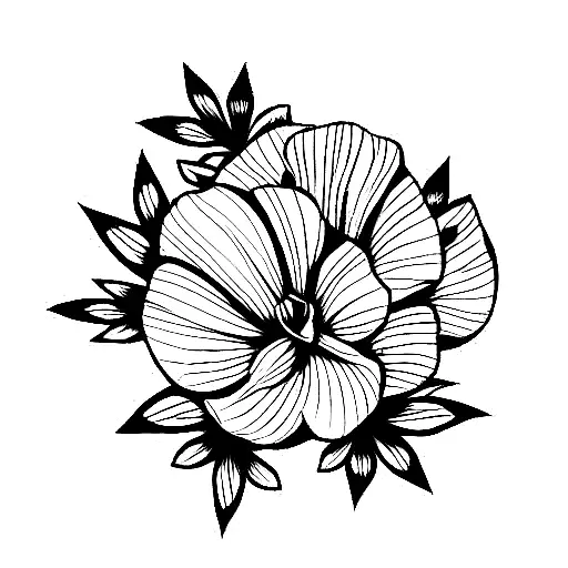 long flower bouquet with larkspur, carnation, and violet tattoo design idea