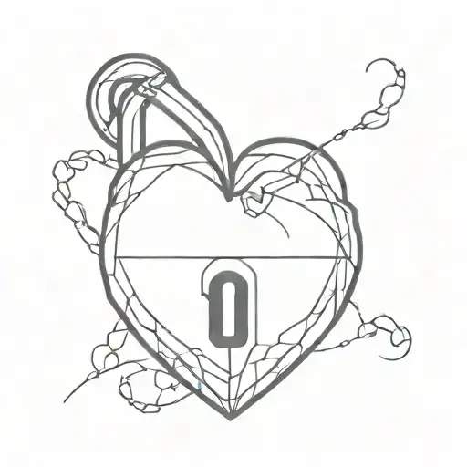 minimalist heart shaped lock tattoo design idea