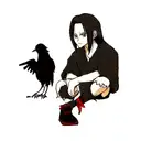 hybrid od itachi and crow tattoo design idea