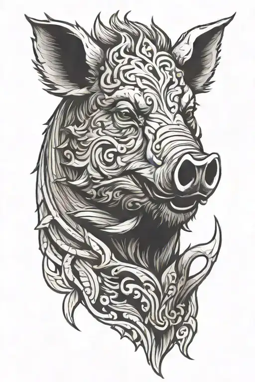 boar head tattoo design idea
