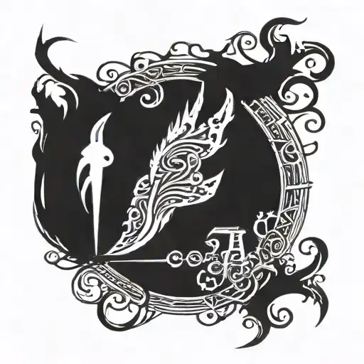 A tattoo design featuring your kids' names, Sophia and Noah, intertwined with Viking symbols and elements from The Dark Tower book series tattoo design idea