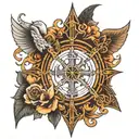 Religious symbols integrated tattoo design idea