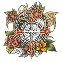 Religious symbols integrated tattoo design idea