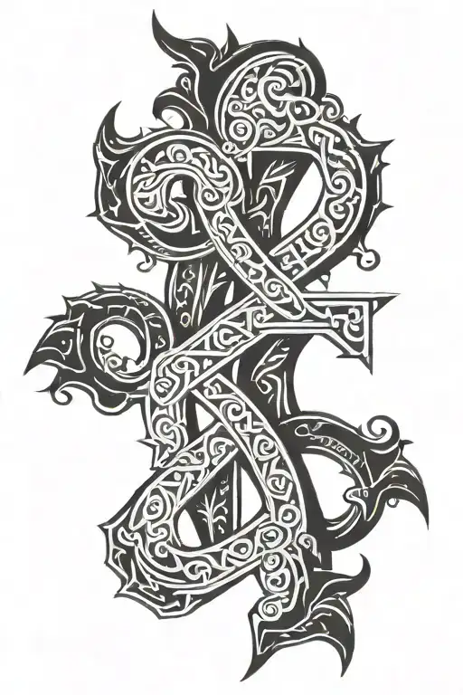Slavic symbol with inscription tattoo design idea