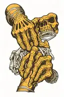 skeleton arm wrestling tattoo design idea